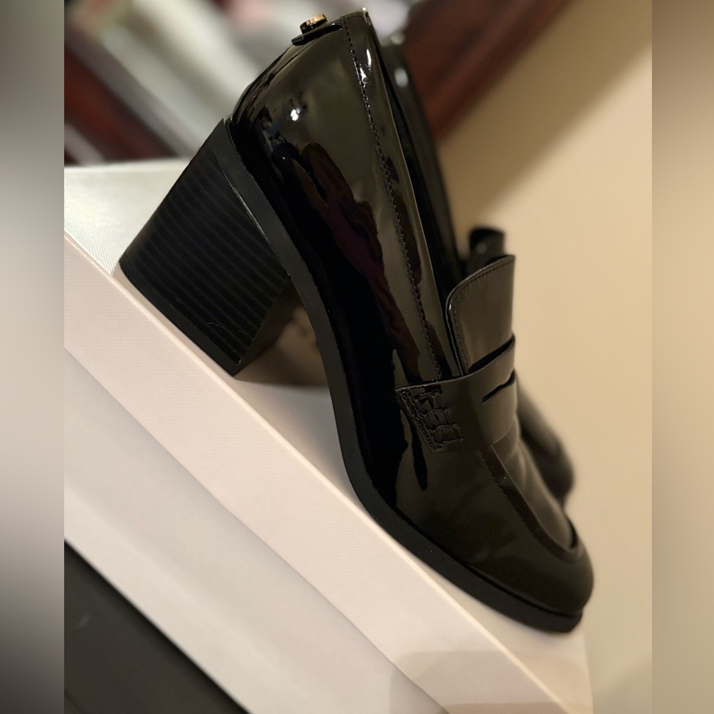 Marc Fisher Patent Block Heel Loafers